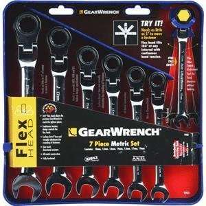  7 Piece Flex Head Gear Wrench Set, 7PC MM FLEX GEAR WRENCH 