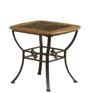  End Table with Wood/Slate Top by Hillsdale   Brown/Medium 