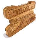 Shelf Gift Plaque with Names and Date in Solid Oak from Cleancut Wood 