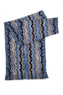 Blue Reversible Zig Zag Scarf by Missoni Accessories