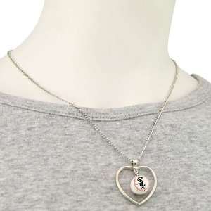   White Sox 3D Baseball Heart Pendant Necklace