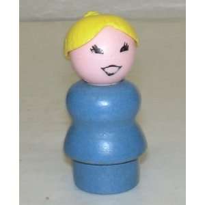 Vintage Fisher Price Little People Wooden Blue Old Woman With White on ...