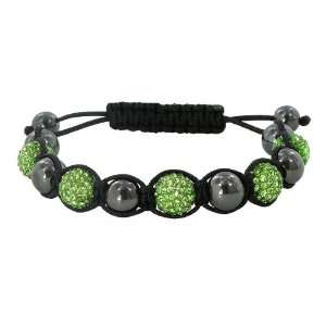   Sparkling Apple Green Crystal and Hematite Gemstone Bracelet Jewelry