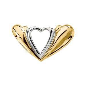   .50 MM 14K Yellow Gold/White Gold Two Tone Heart Chain Slide Jewelry