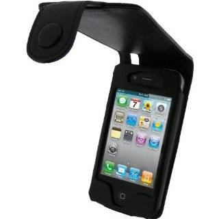 igadgitz Black Genuine Leather Case Cover Holder for Apple iPhone 4 HD 