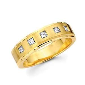  Size  9.5   14k Yellow Gold Mens Diamond Wedding Ring Band 