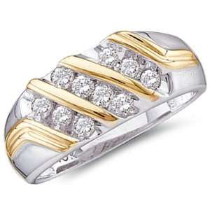Men Diamond Wedding Ring 10k Yellow White Gold Engagement Band (1/2ct 