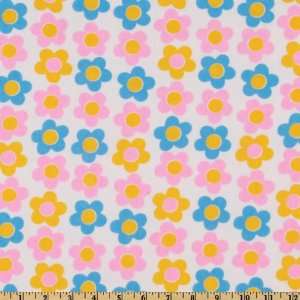  43 Wide Flannel Print Flower Power White/Turquoise 