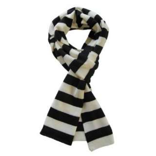 Soft Knit Striped Scarf   Black & White Clothing