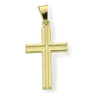  14K Gold Cross Pendant Millgrain Cross Italian Yellow Gold 