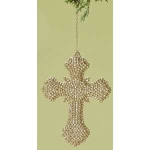  Winters Beauty Golden Glitter Cross Christmas Ornament 