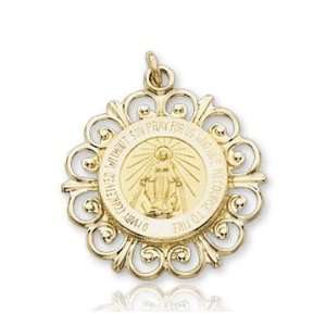  14k Yellow Gold Blessed Virgin Mary Miraculous Medal 