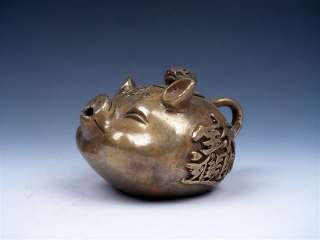 Vintage Brass Crafted Piggy Head Shaped Unique Teapot  