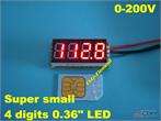   Red LED DC 20V 200V Digital Volt Meter Low Consumption 0.36 inch LED