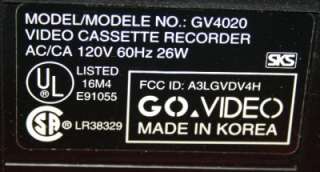GOVIDEO GV4020 DUAL DECK 4 HEAD HI FI VCR  
