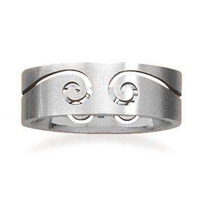    Stainless Steel Cut Out Scroll Design Band Thumb Ring, 13 Jewelry