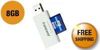 Transcend 8GB Secure Digital High Capacity (SDHC) Flash Card w/Compact 
