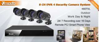 ZMODO 8 CH CCTV Security DVR Outdoor IR Camera System 500GB Hard Drive 