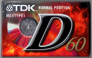   TDK D 60EB 60 MINUTE NEW AND SEALED BLANK AUDIO CASSETTE TAPE  