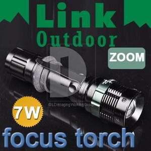 180lm ZOOMABLE 7W CREE LED Flashlight Torch Zoom Lamp  