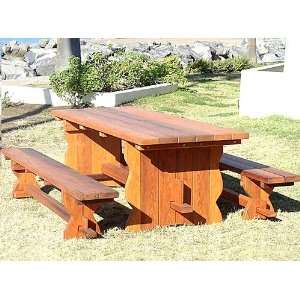    Forever Redwood 8 Ft Trestle Table with 8 Chairs