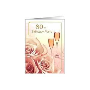  80th Birthday Party Invitation. Pink Roses Card Toys 