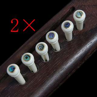 2sets Acoustic Guitar Bone Bridge Pins With Abalone Dot and Brass 