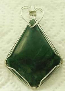 R315 Natural African Jade Pendant Sterling Silver  
