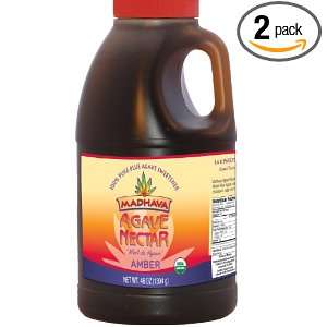 Madhava Organic Agave Nectar   Amber, 46 Ounce Bottles (Pack of 2 