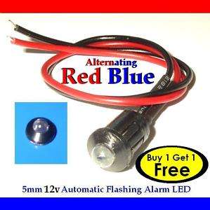   BLUE Alternating Dummy Fake Car Alarm LED Light Dash Mount pm  