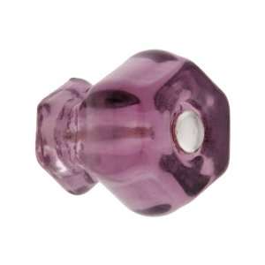  Medium Hexagonal Purple Glass Cabinet Knob With Nickel 