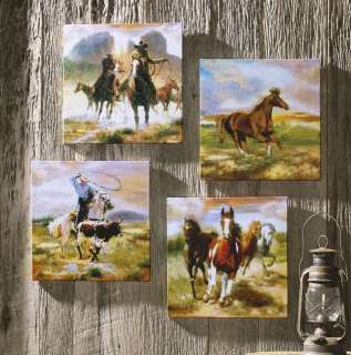  Mustang Horses Rustic Western Decor Window Valance Curtains 72 New