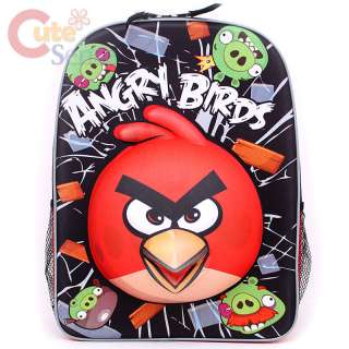 Angry Birds 16 School Backpack 3D Large Red Bird Emblem Figure 