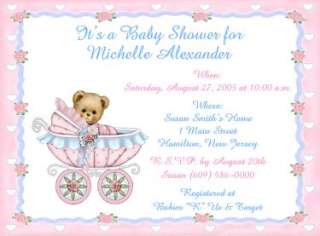  Bear Designs Personalized Baby Shower Invitations w/Envelopes  