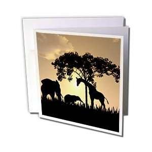 Animals   African Safari Silhouette   Greeting Cards 6 Greeting Cards 