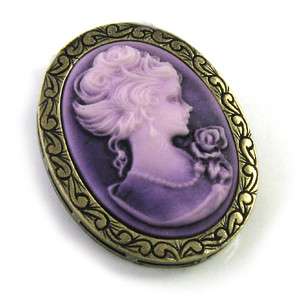 Classy Antique VTG ST Purple Cameo Necklace Pin Broach  