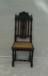 Roaring Lion Back Gothic Antique Side Chair Hand Caned  