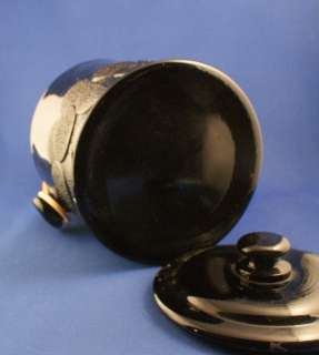 Vintage Fenton Art Glass Black Big Cookie Macaroon Cookie Jar c.1930 