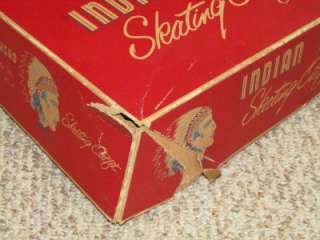 Vintage Indian Head Mens Ice Skates & Box  