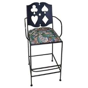  Cards Bar Stool with Arms Finish Antique Bronze, Fabric 