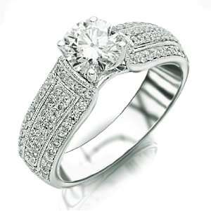 Contemporary Vintage Engagement Ring With Pave Set Round Diamonds with 