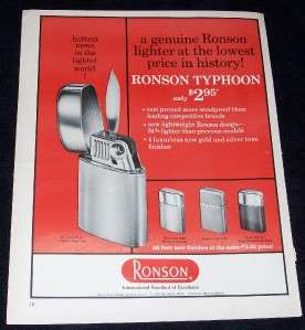 1961 RONSON TYPHOON LIGHTER AD  