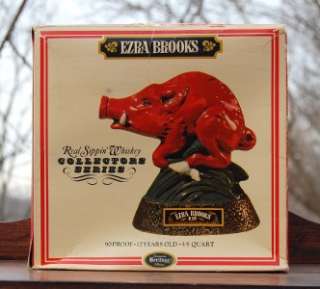 VINTAGE ARKANSAS RAZORBACK DECANTER   EZRA BROOKS  