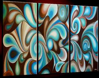 BLUE BROWN ORIGINAL Modern Contemporary ABSTRACT Wall Deco Oil 