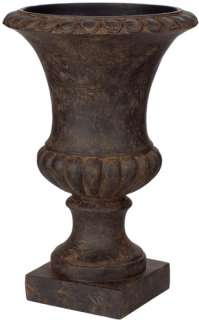 This brown finish traditional urn makes a great addition to any decor.