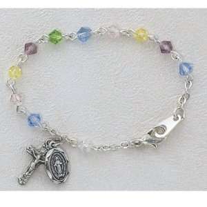 Baby Bracelet BR123D Deluxe Multi Color Crystal Miraculous Medal 