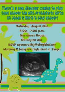 Dinosaur Baby Shower Ultrasound Invitation  