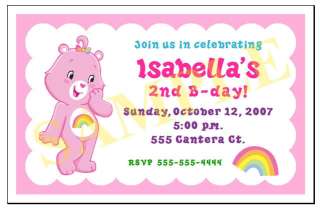 Set of 10 The Care Bears Personalized Invitations #1  