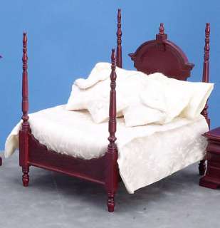 Dollhouse Miniature bedroom furniture four Poster bed mahogany New 