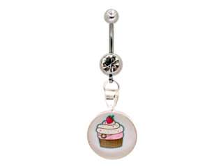 Cupcake Picture Belly Button Ring 14g navel STYLE 2  